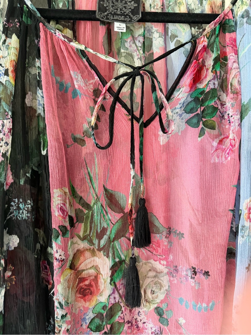 Johnny Was Sheer Floral Blouse- Jade Collection - Picture 5 of 6